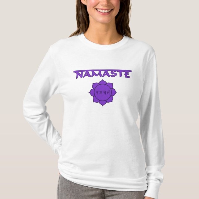 Camiseta Namaste com Lotus e sânscrito (Frente)