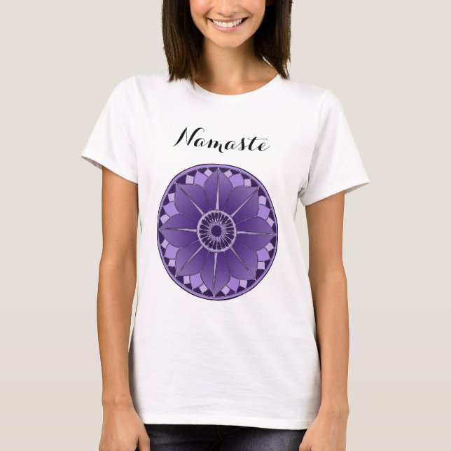 Camiseta Namaste Espiritual Mandala Roxo (Frente)