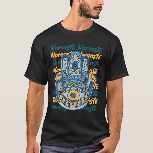 Camiseta Namaste Hamsa Hand Religion Yoga Hinduism Hamsa Ey (Frente)