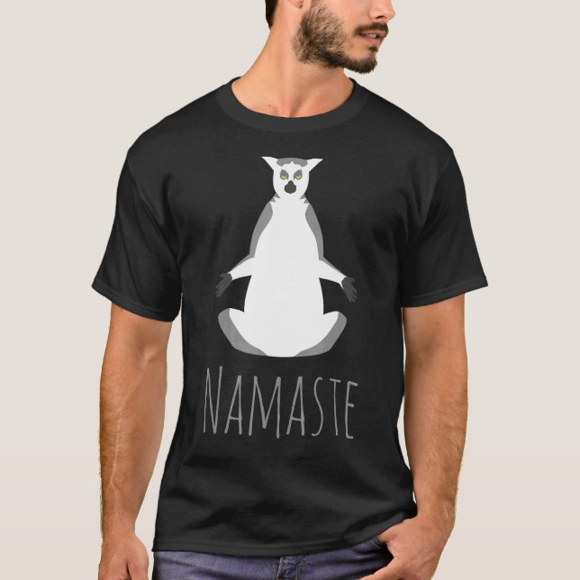 Camiseta Namaste Lêmure-de-cauda-anelada Ioga e Roupas de L (Frente)