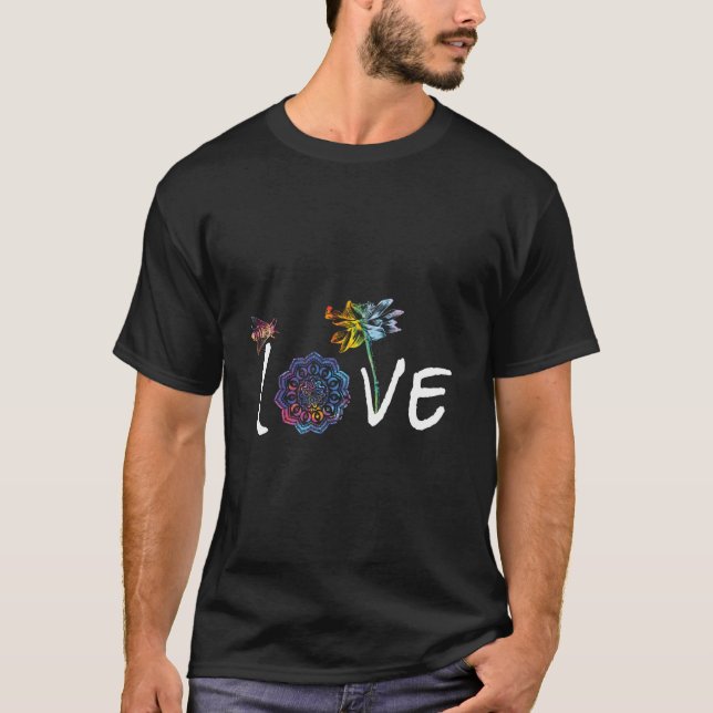 Camiseta Namaste Love Lotus Flower Bee Peace Meditation Yog (Frente)