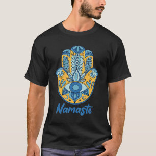 Camiseta Namaste Mão de Hamsa Yoga Hinduísmo Fatima Árabe