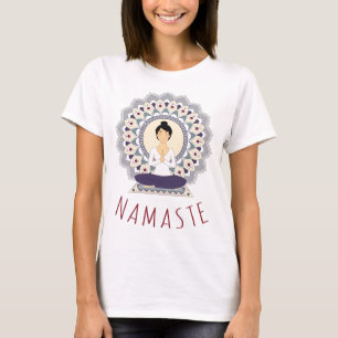 Camiseta Namaste na pose de Lotus - t-shirt da mulher de