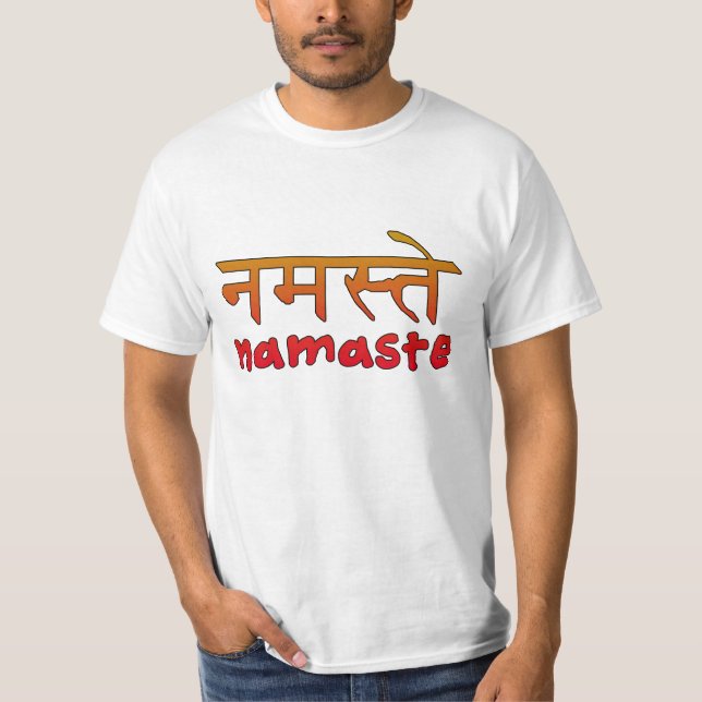 Camiseta Namaste no roteiro inglês e do Hindi (Frente)