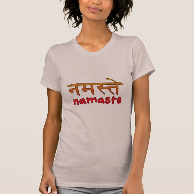 Camiseta Namaste no roteiro inglês e do Hindi (Frente)