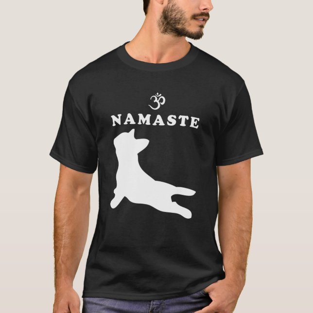 Camiseta Namaste Om Símbolo Francês Bulldog Funny Yoga Gift (Frente)