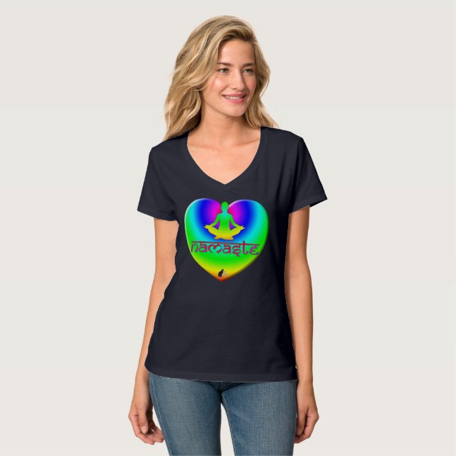 Camiseta Namaste Rainbow Intentions Heart T-Shirt (Frente Completa)