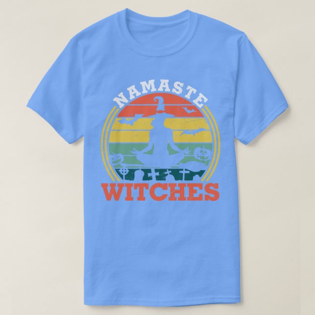 Camiseta Namaste Witches Engraçado Yoga Lover Halloween Pre (Frente do Design)