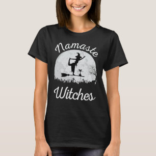 Camiseta Namaste Witches Yoga Witch Moon Custo do Dia das B