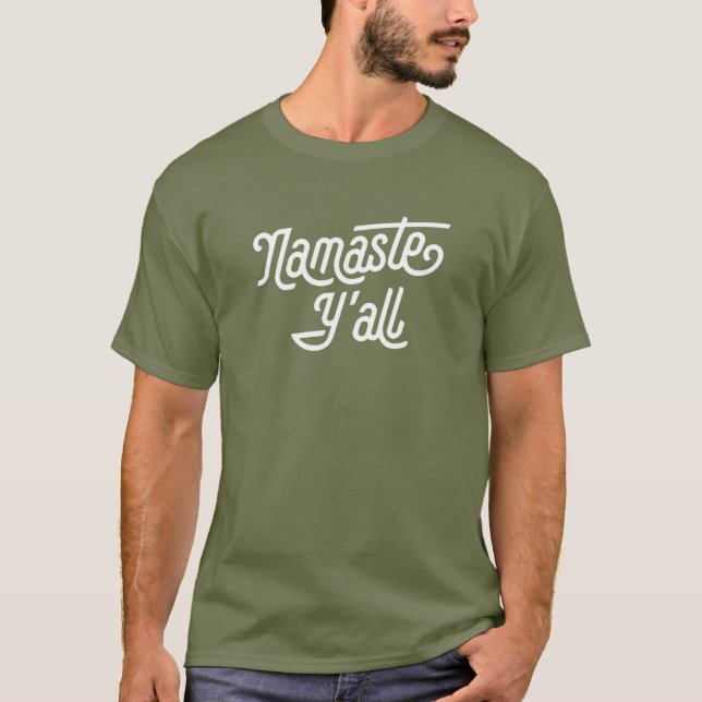 Camiseta Namaste Y'all Engraçado Tipografia Sul Yoga Oito (Frente)