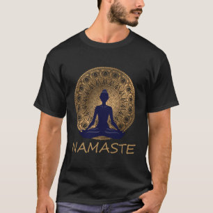 Camiseta Namaste Yoga Dress Meditação Lotus Posição