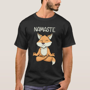 Camiseta Namaste Yoga Funny Fox Meditation Exercício Animal