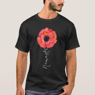 Camiseta Namaste Yoga Say Watercolor Red Poppy Flower Bo