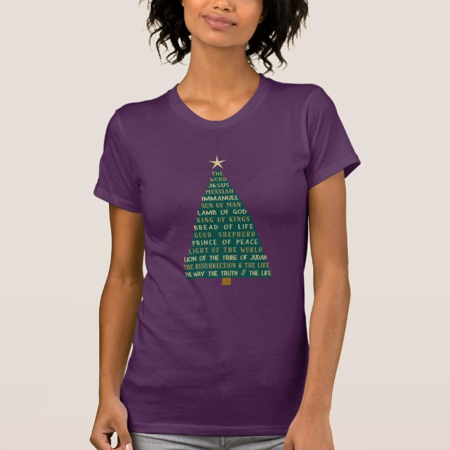 Camiseta Names of Jesus Christmas Tree (Frente)
