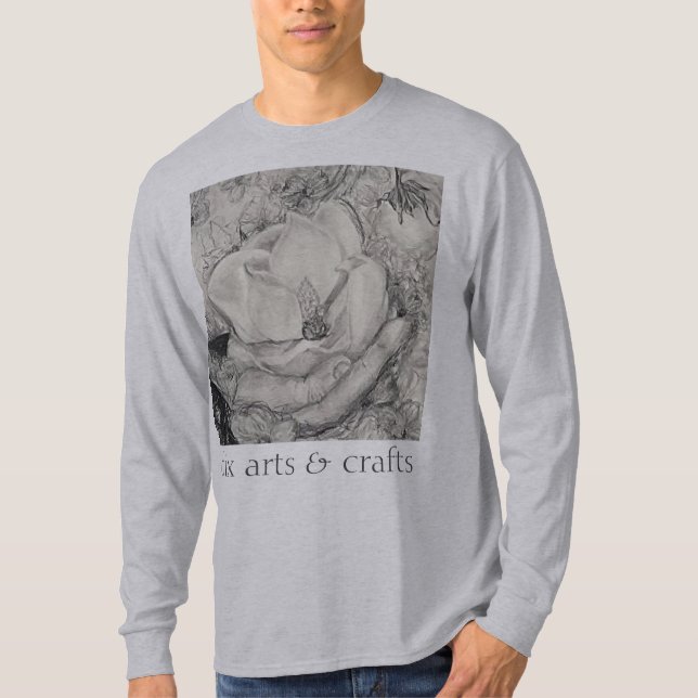 Camiseta namesake magnolia, flores, tecido, algodão e mão (Frente)