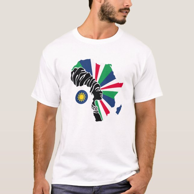 Camiseta Namíbia Bandeira África Mapa Patrimônio Étnico B (Frente)