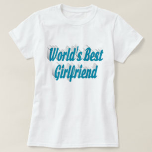 Camiseta Namorada com T-Shirt de texto azul-céu
