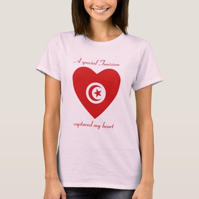 Camiseta Namorada da Bandeira da Tunísia (Frente)
