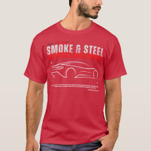 Camiseta Namorada de design de carro de corrida de fumaça e
