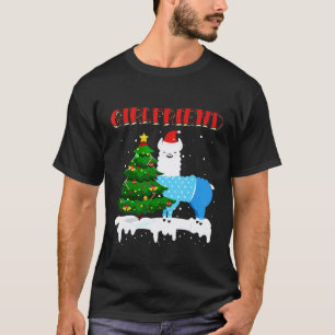 Camiseta Namorada de lhama Chapéu do Papai Noel Xmas Pijama