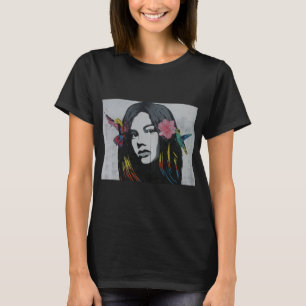 Camiseta Namorada de pintura feminina bonitinha de arte mod
