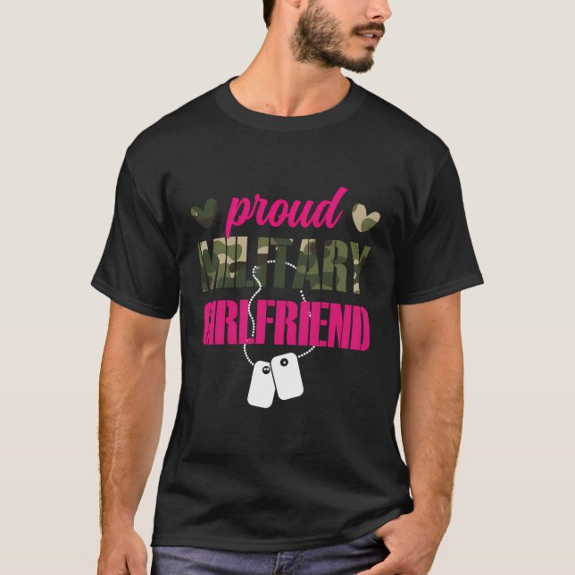 Camiseta Namorada de Soldado Namorada militar orgulhoso (Frente)