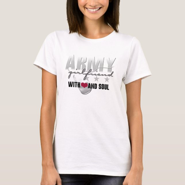 Camiseta Namorada do exército com coração e alma (Frente)