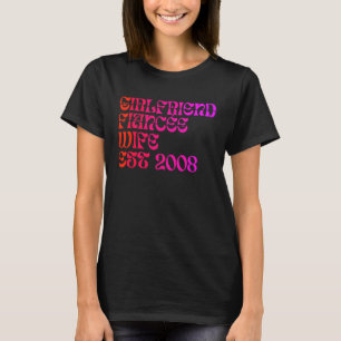 Camiseta Namorada Fiance Wife Est 2008 Wedding Anniversar