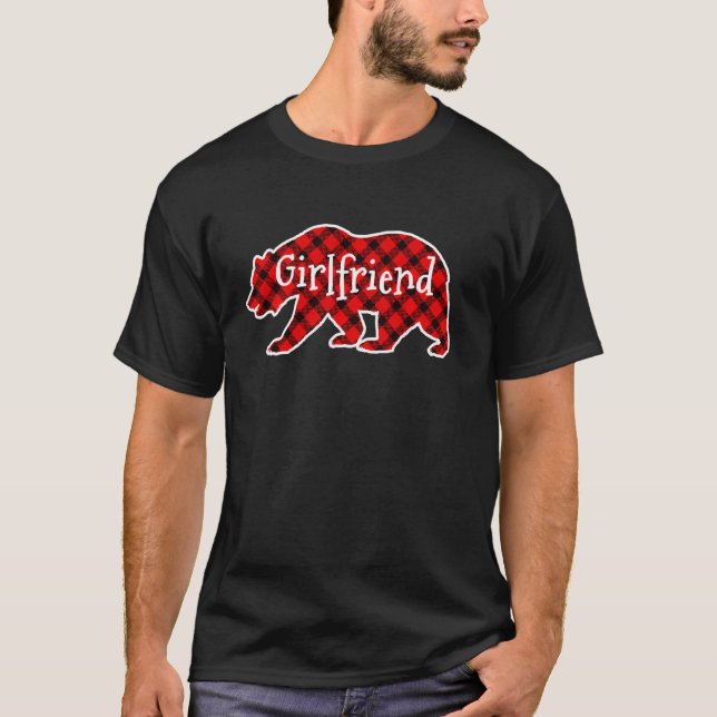 Camiseta Namorada Red Xadrez Bear Correspondente Família Pa (Frente)