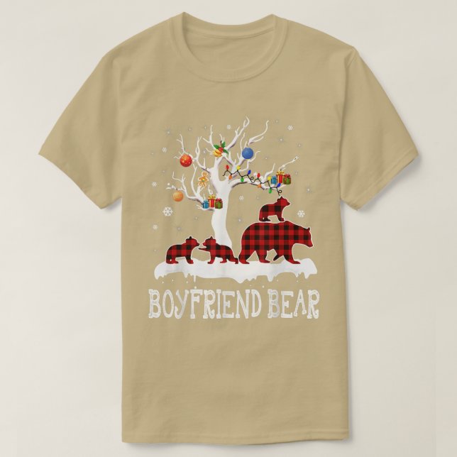 Camiseta Namorado Bear Natal Pajama Red Xadrez Buffalo (Frente do Design)