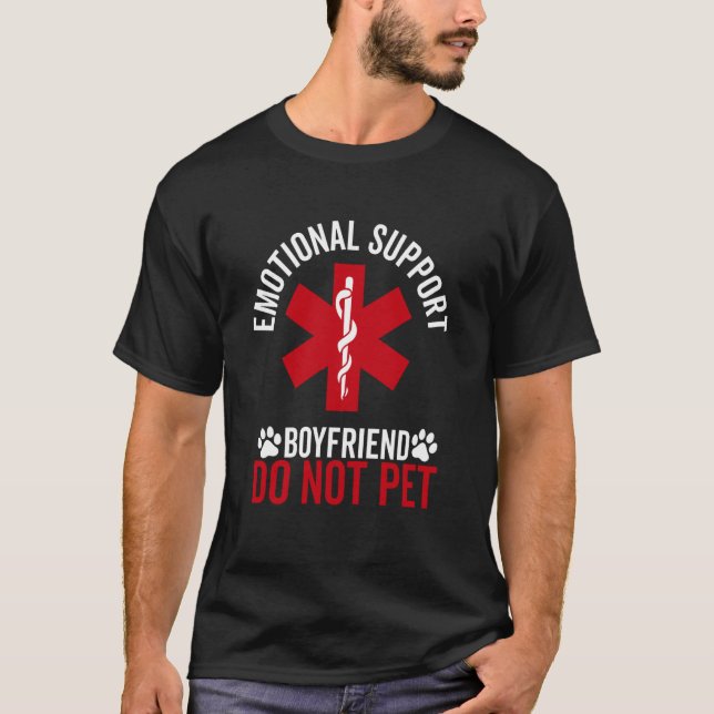 Camiseta namorado de suporte emocional não acaricie o pai e (Frente)