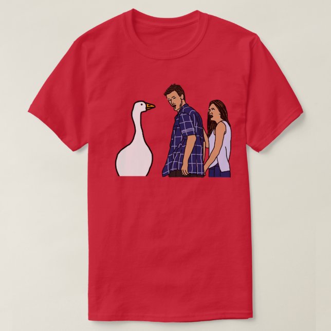 Camiseta Namorado-Meme Goose e Casal distraídos (Frente do Design)