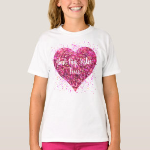 Camiseta Namorados brilhante cor-de-rosa, melhor irmã mais