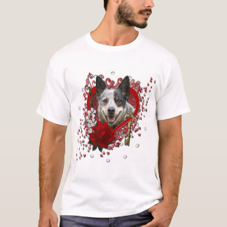 Camiseta Namorados - chave a meu coração - cão australiano