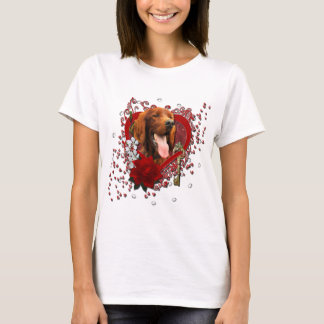 Camiseta Namorados - chave a meu coração - setter irlandês