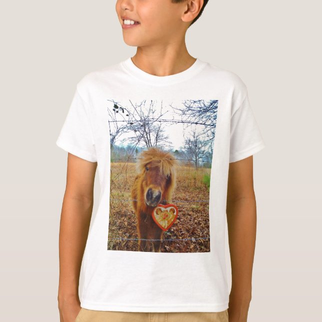 Camiseta Namorados Coração Miniatura Cavalo Marrom (Frente)