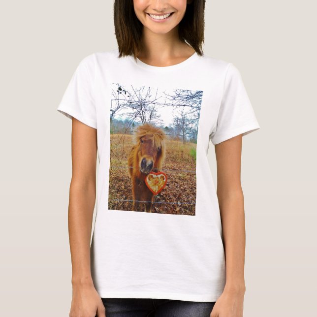 Camiseta Namorados Coração Miniatura Cavalo Marrom (Frente)