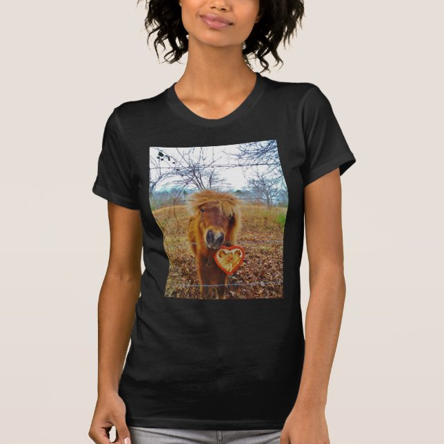 Camiseta Namorados Coração Miniatura Cavalo Marrom (Frente)