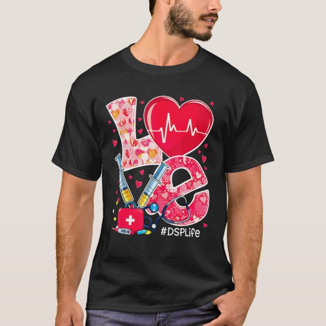 Camiseta Namorados De Enfermagem De Amor Cuto Com Estetoscó (Frente)