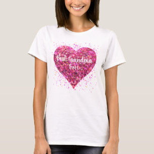 Camiseta namorados de grafite cintilante rosa, melhor avó