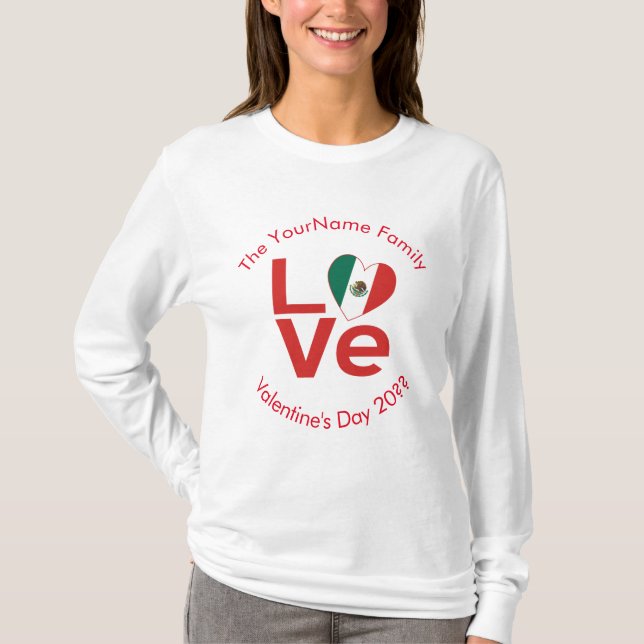 Camiseta Namorados de Sinalizador Cardíaco LOVE Mexicano Pe (Frente)