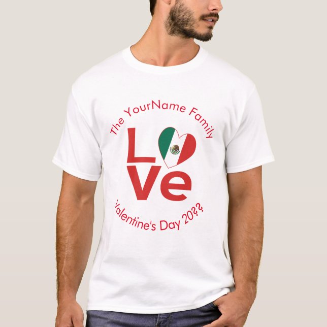 Camiseta Namorados de Sinalizador Cardíaco LOVE Mexicano Pe (Frente)