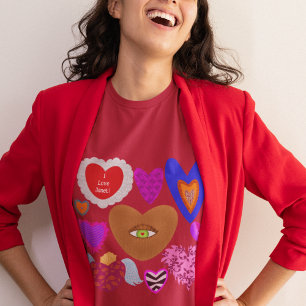 Camiseta Namorados de vários corações coloridos