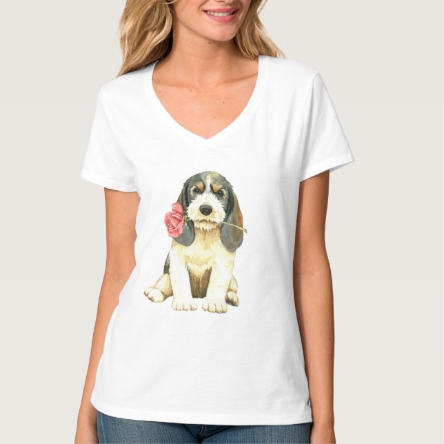 Camiseta Namorados do Petit Basset Griffon Vendeen (Frente)