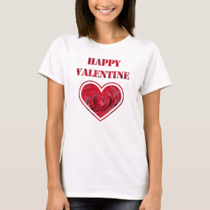 Camiseta Namorados Feliz da Tipografia de Rosas vermelhas R