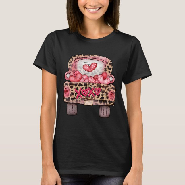 Camiseta Namorados Feliz de Leopardo Leopardo Rosa XOXO (Frente)