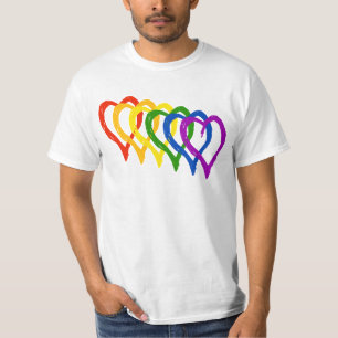 Camiseta Namorados Orgulho gay Arco-Íris Corações em Cam