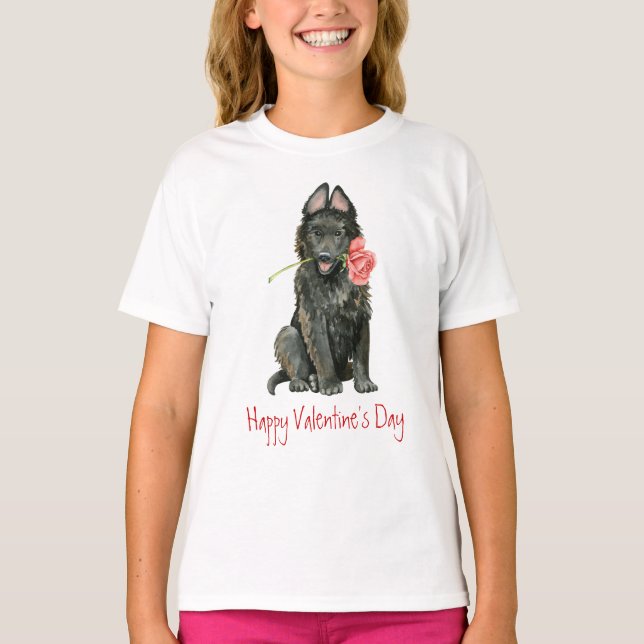 Camiseta Namorados Rosa belga Sheepdog T-Shirt (Frente)