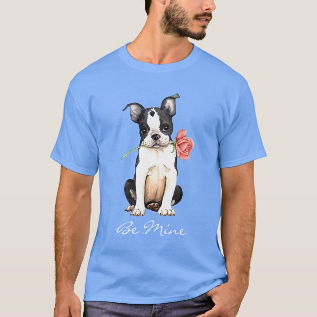 Camiseta Namorados Rosa Boston Terrier T-Shirt (Frente)