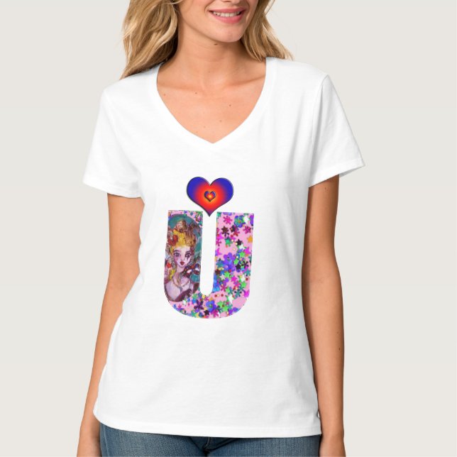 CAMISETA NAMORADOS VENETIAN MONOGRAM U LETTER (Frente)